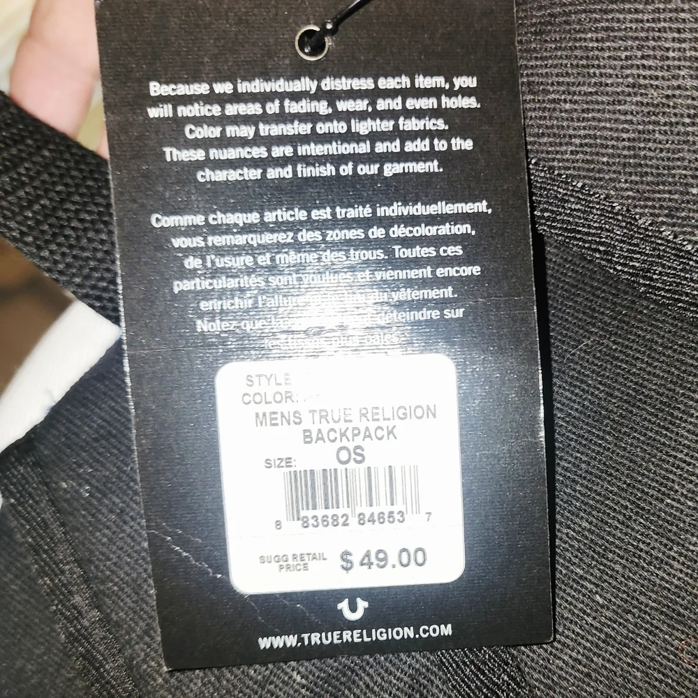True Religion NWT Men's Backpack